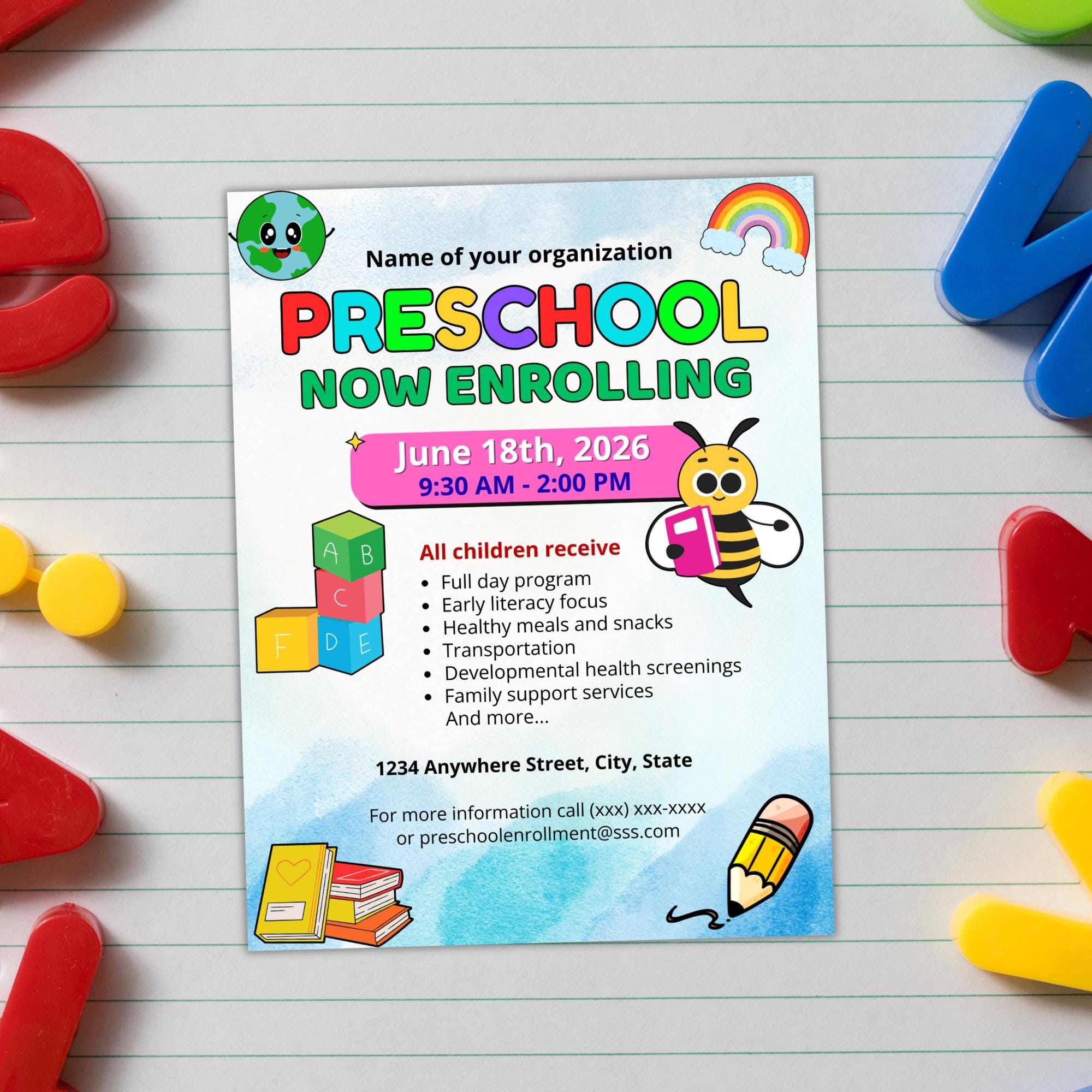 Preschool Now Enrolling Flyer, Open Registration, Daycare Template ...