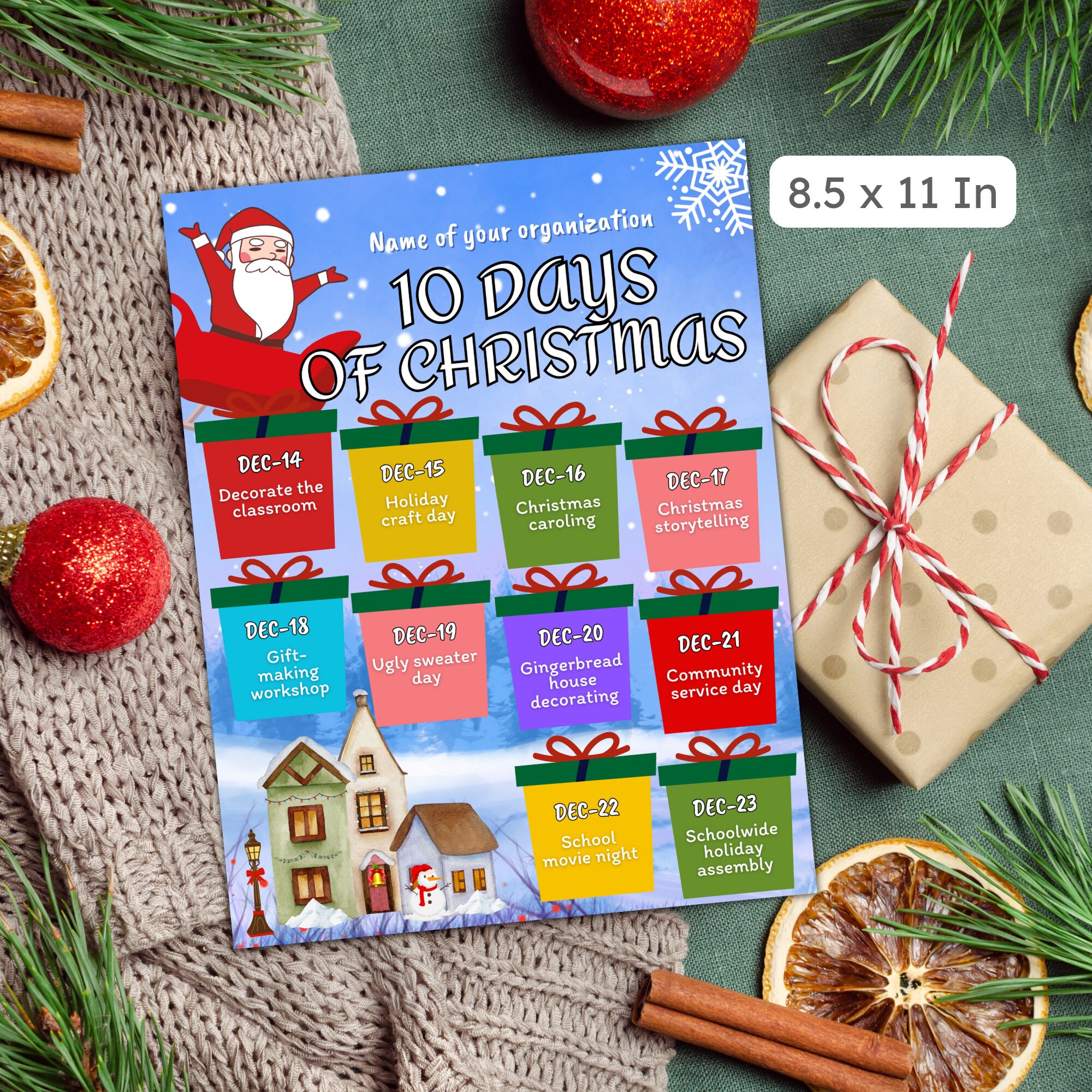 10 Days of Christmas Flyer Xmas Countdown Days Until Christmas Etsy