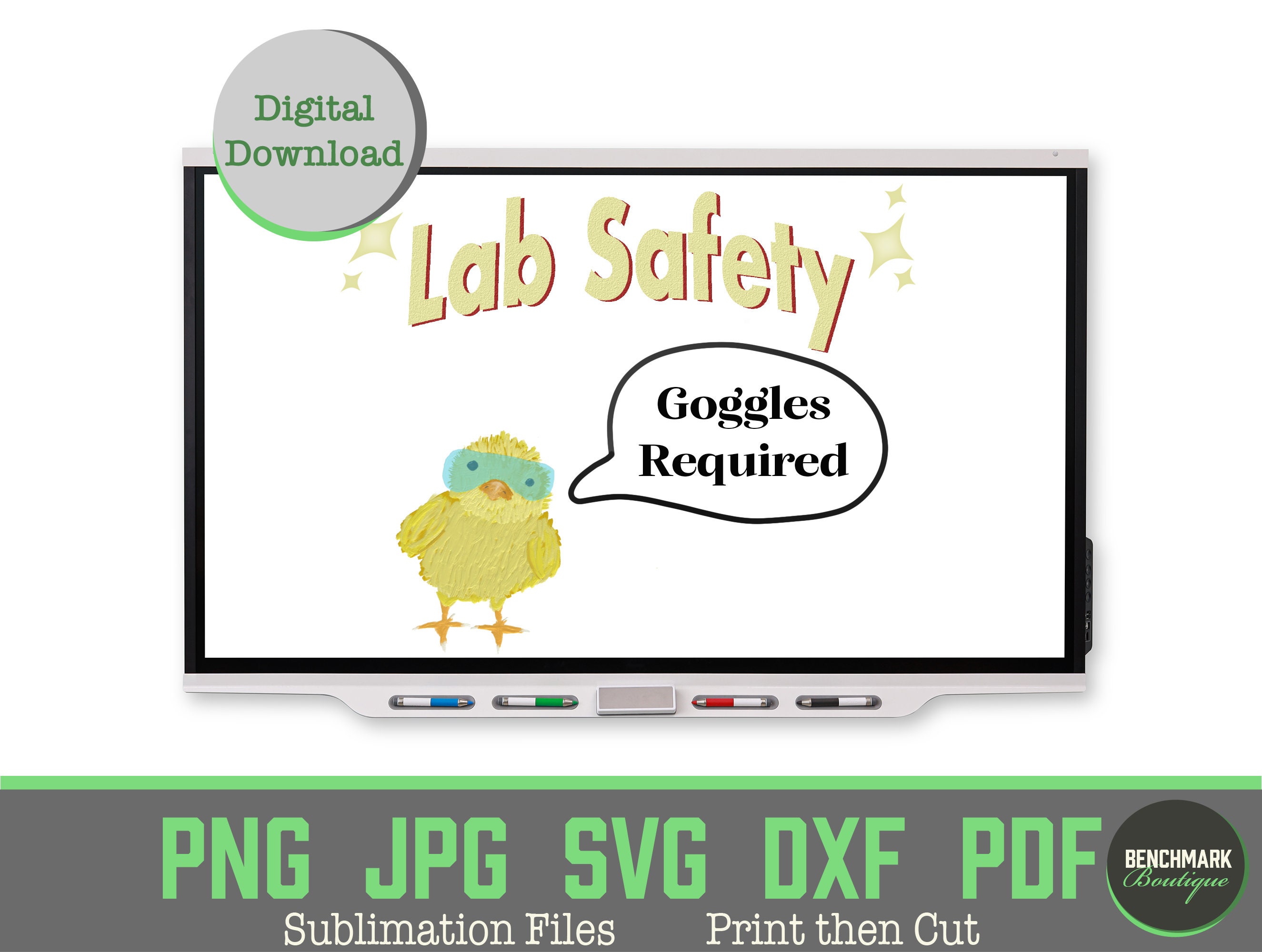 Print Then Cut Lab Safety Stickers Rooster and Chicks Goggles, Lab