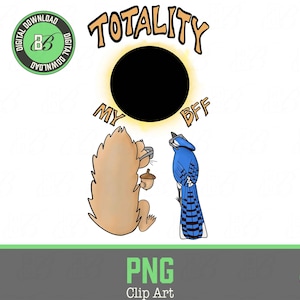 Eclipse PNG voor Solar Eclipse Sublimatie en Eclipse Clip Art BFF Eclipse Viewing PNG Eclipse Viewing Besties Squirrel en Blue Jay png