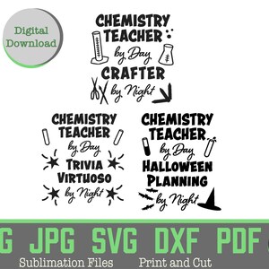 Chemie Lehrer Geschenk Bundle Humor, Chemielehrer bei Tag Bastler Quiz Virtuose Halloween Planung bei Nacht, Chemielehrer svg png