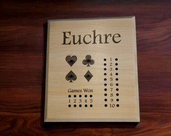 Euchre scorecard customizable peg style/ laser engraved (pegs included)