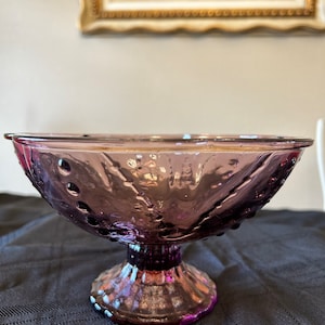 1960s Le Smith Amethyst Glass Pedestal Compote