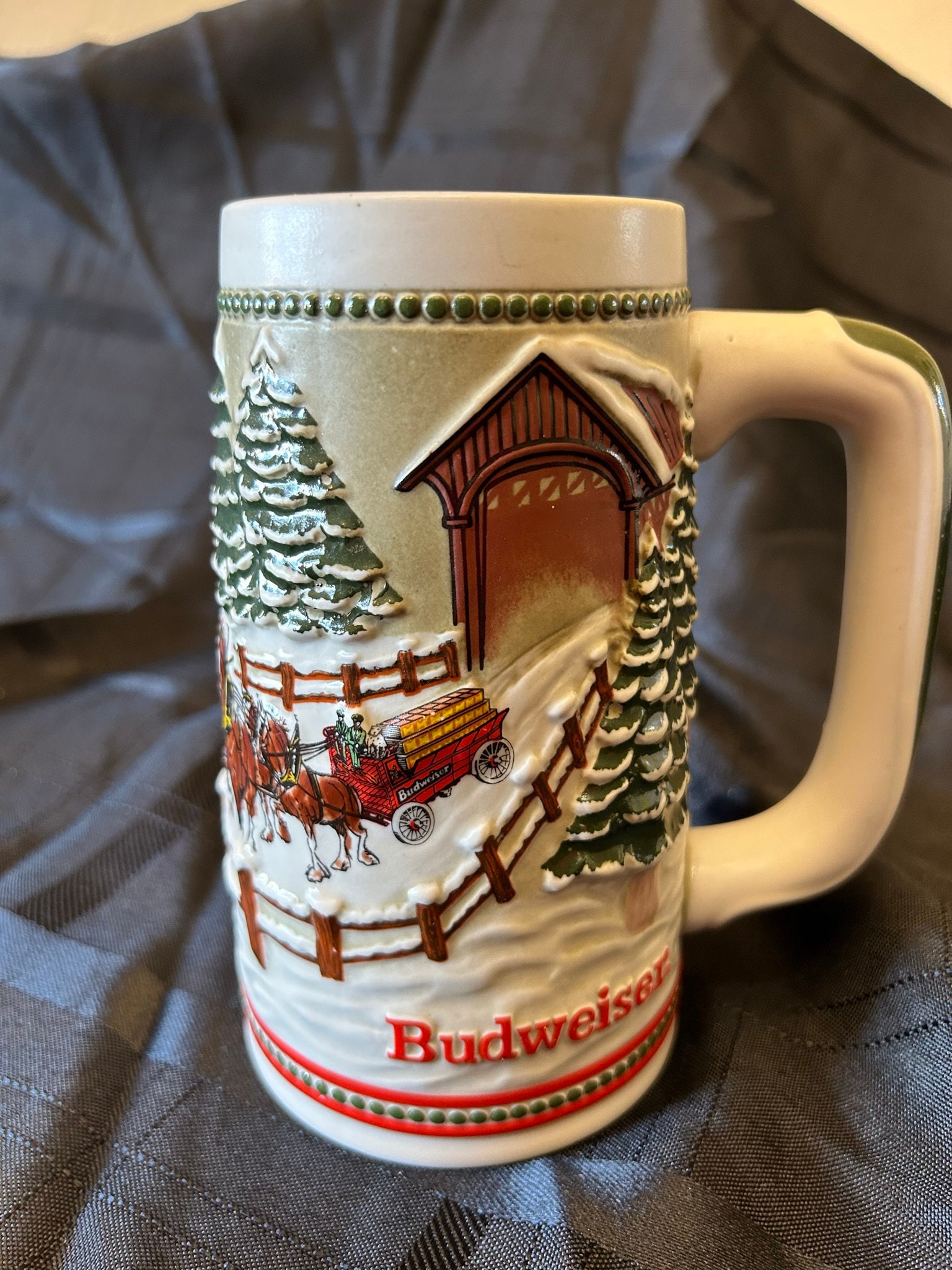 Budweiser Beer Holiday Christmas Stein Mug Clydesdales by