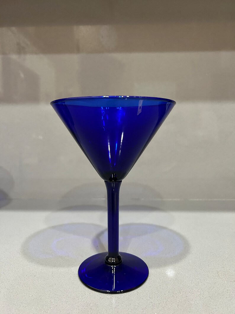 Vintage Cobalt Blue Martini Glasses, Set of 6. These Glasses Are Super