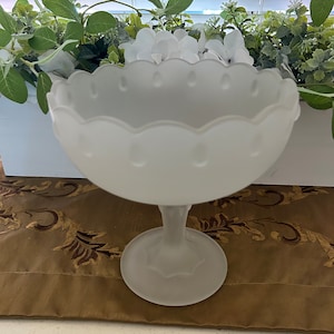 Vintage Indiana Glass Co. Frost Satin Teardrop Pedestal Bowl