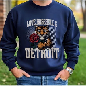 Love,baseball &Detroit sweatshirt,Detroit baseball fan sweatshirt,Tiger,Baseball Sweatshirt Retro,Fan Gift Baseball,Apparel Detroit Michigan