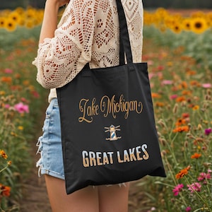 Lake Michigan tote bag|tote bag Lake Michigan | tote gift lake michigan| michigan  lake vibes groceries| reusable bag lake michigan,cute bag
