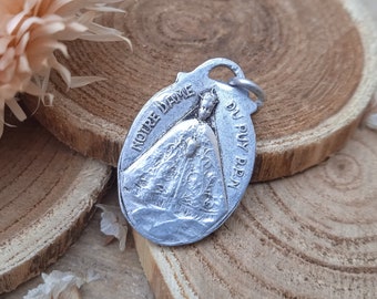 Religious pendant Notre-Dame de France - Antique medal Our Lady of France Puy en Velay statue - Catholic jewellery - Christian accessory