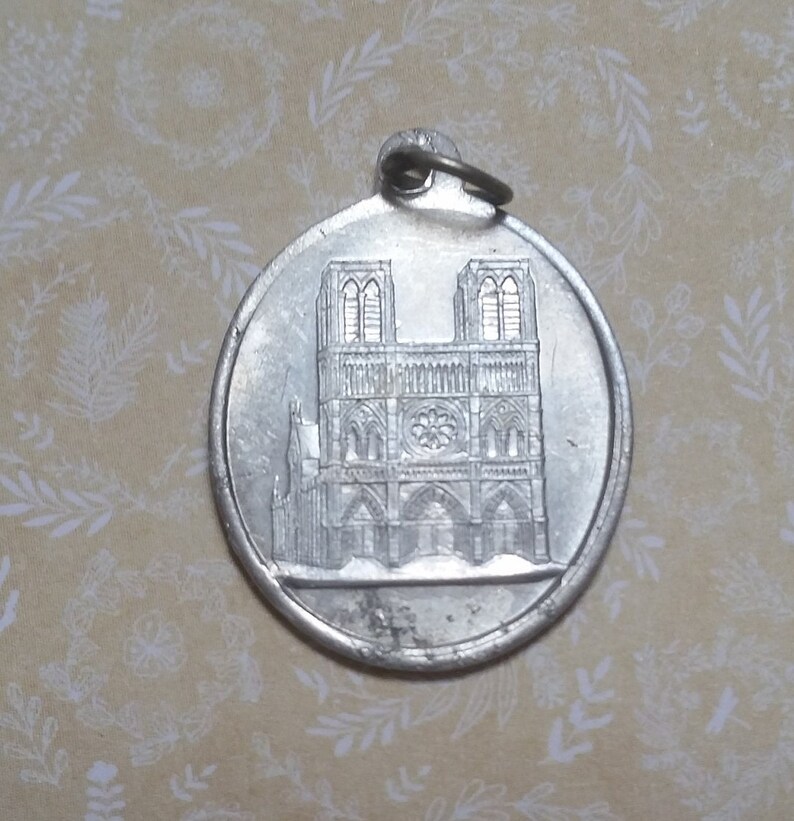 Antique Religious Pendant - Notre Dame De Paris Medal - Blessed Virgin ...