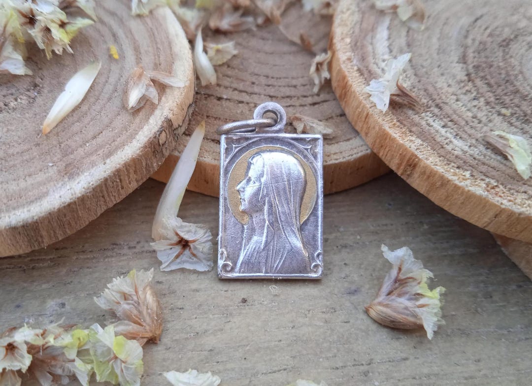 Religious Pendant Virgin Mary - Antique Medal From Lourdes - Catholic ...