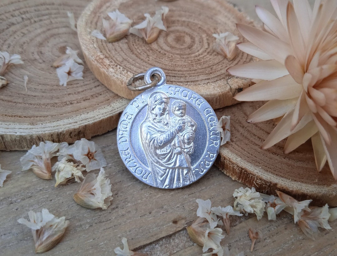Antique Our Lady Religious Pendant – Sacred Heart Christian Accessory ...