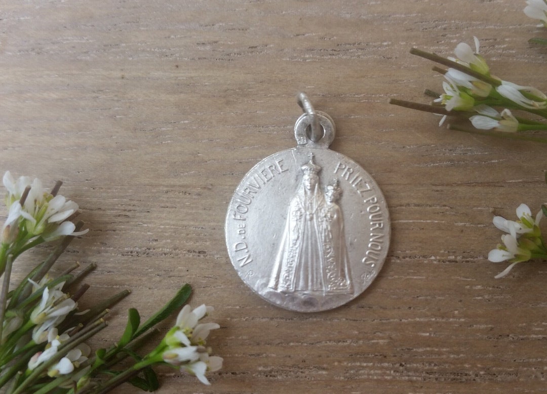 Religious Pendant. Notre Dame De Fourviere Antique Medal From Lyon ...
