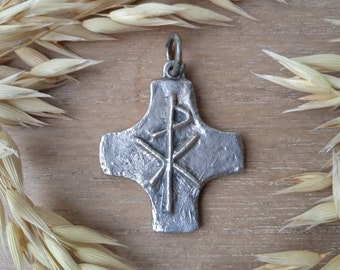 Religious pendant - Chi-Rho symbol - Arlette Laurent Dray medal - Christian accessory - Christian cross