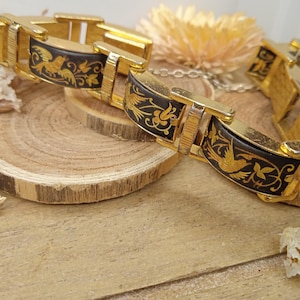 Bracelet with Birds - Vintage Damascening accessory for her