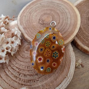 Millefiori - Vintage pendant -  Glass medal - Christian accessory