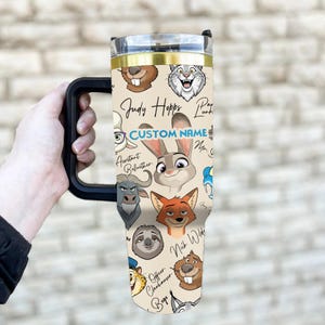 Vaso de acero inoxidable de 40 oz con nombre personalizado de Zootopia 2 imagen 4