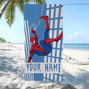 Personalized Disney Spiderman And Ghost Spider Beach Towel, Disney Marvel Pool Party Towels, Style Bridesmaid Towel, Birthday Gift image 2