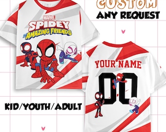 Camiseta personalizada de Spidey y su increíble jersey, camiseta de Disney Spidey y sus increíbles amigos, atuendo a juego del equipo de Disneyland