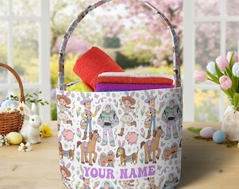 Personalized Disney Toy Story Easter Basket, Buzz Lightyear Woody Bunny Easter Egg Hunt Basket, WDW Disneyland Family Easter Trip 2026