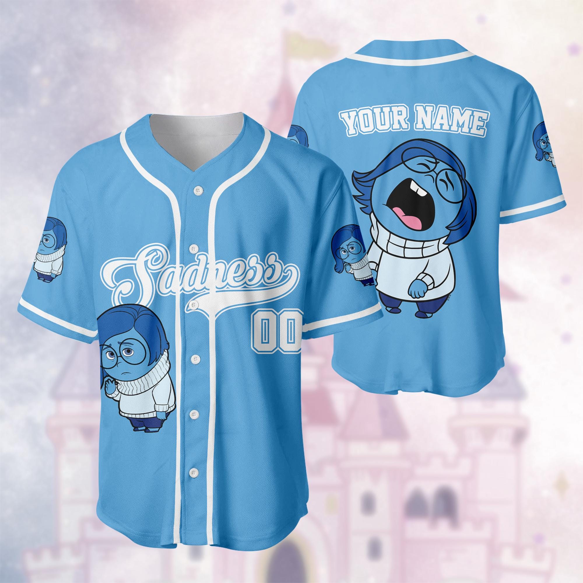 Discover Inside Out 2 Sadness Baseball Jersey, Disney Sadness Matching Jersey, Inside Out 2 Cartoon Shirt, Disney Inside Out 2 Vacation Jersey