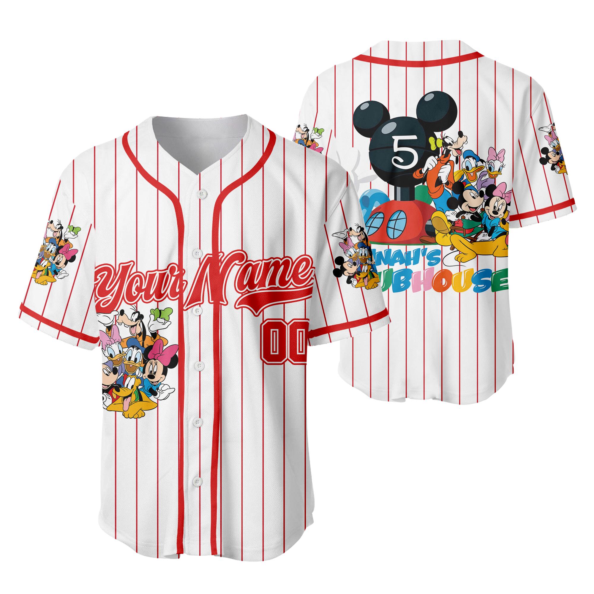 Discover Custom Disney Mickey Mouse Club House Baseball Jersey, Disneyland Team Shirt, Mickey Mouse Birthday Gift for Disney Fans