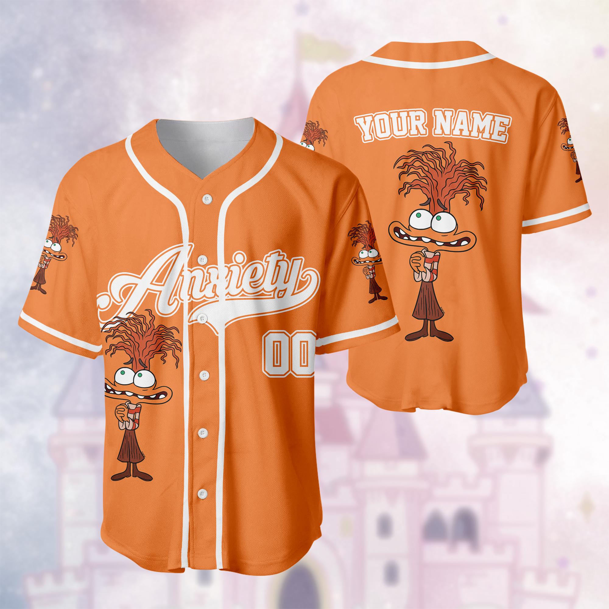 Discover Inside Out 2 Anxiety Baseball Jersey, Disney Anxiety Matching Jersey, Inside Out 2 Cartoon Shirt, Disney Inside Out 2 Vacation Jersey