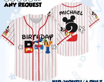 Personalized Disney Birthday Boy Baseball Jersey, Disney Kids Custom Jersey, Birthday Party Tee, Disneyland Birthday Trip