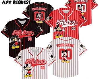 Koszulka baseballowa Disney Mickey Mouse Collection, Koszulka Disney Mickey Mouse, Strój pasujący do drużyny baseballowej Disneyland, Prezent urodzinowy