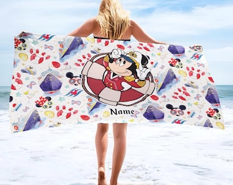 Personalized  Disney Cruise Beach Towel for Kids & Adults,Family Vacation Gift, Group Trip Cruise Ship Towel
