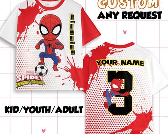 Personalized Custom Spidey Soccer Jersey Shirt, Disney Spidey and His Amazing Friends Shirt, Disneyland Team Matching Outfit