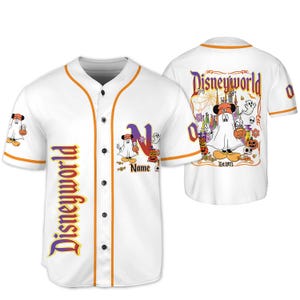 Disney Halloween Baseball Jersey, Name und Nummer Shirt, Micky und Freunde gruseliges Jersey für Erwachsene und Kinder