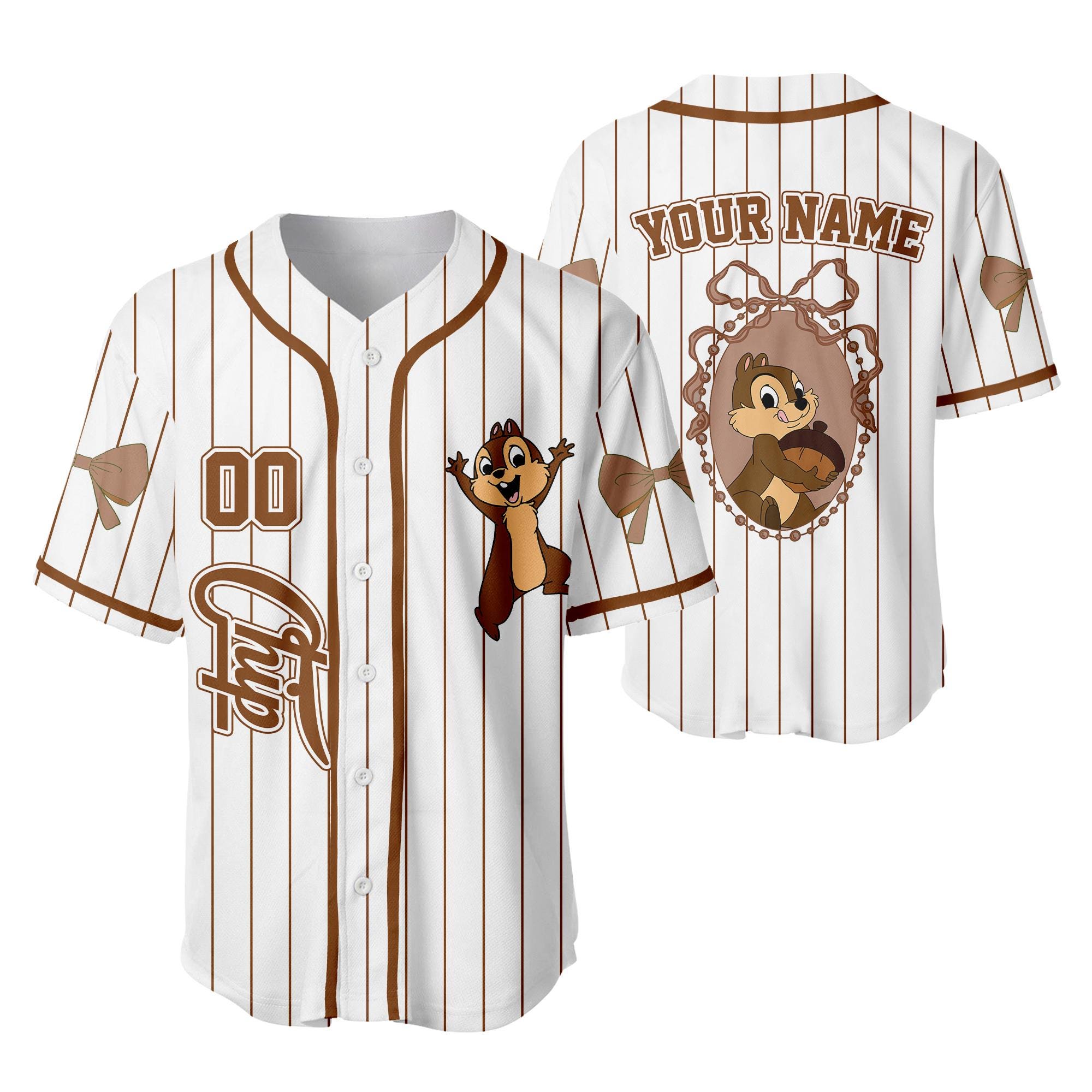 Discover Custom Coquette Chip Baseball Jersey, Personalized Disney Chip and Dale Jersey, Disneyland Baseball Team Outfit, Birthday Gift