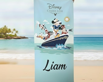 Personalized  Disney Cruise Beach Towel for Kids & Adults,Family Vacation Gift, Group Trip Cruise Ship Towel