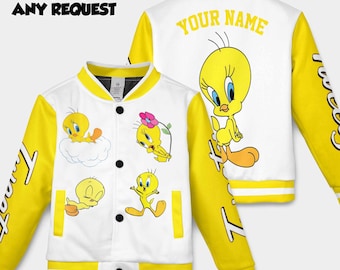 Veste à Capuche Vintage Warner Bros Tweety Bird, 1998, Noir, Taille L, Unisexe, Brodée