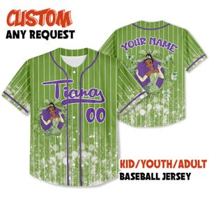 Custom Printed Glitter Conquette Tiana Baseball Jersey, Personalized Name&Number, Disneyland Family Shirt, Birthday Gift, Gift for her