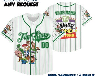 Maglia da baseball personalizzata con i personaggi di Toy Story Disney, squadra sportiva, maglia Disney per bambini, ragazzi e adulti, personaggio di Toy Story, maglia per fan Pixar