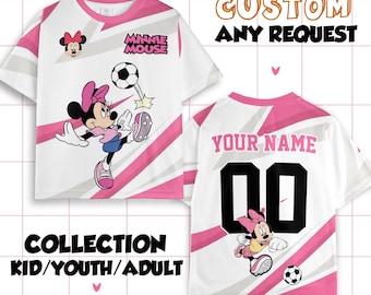 Personalisierte Disney Minnie Maus Fußball Jersey Shirt, Disney Minnie Maus Shirt, Disneyland Team Matching Outfit