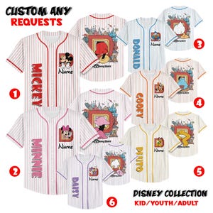 Custom Walt Disneyworld Character Baseball Jersey, Custom Name Disney Family 2025 Shirts, Mickey And Friends Shirt, Disney Group Shirt