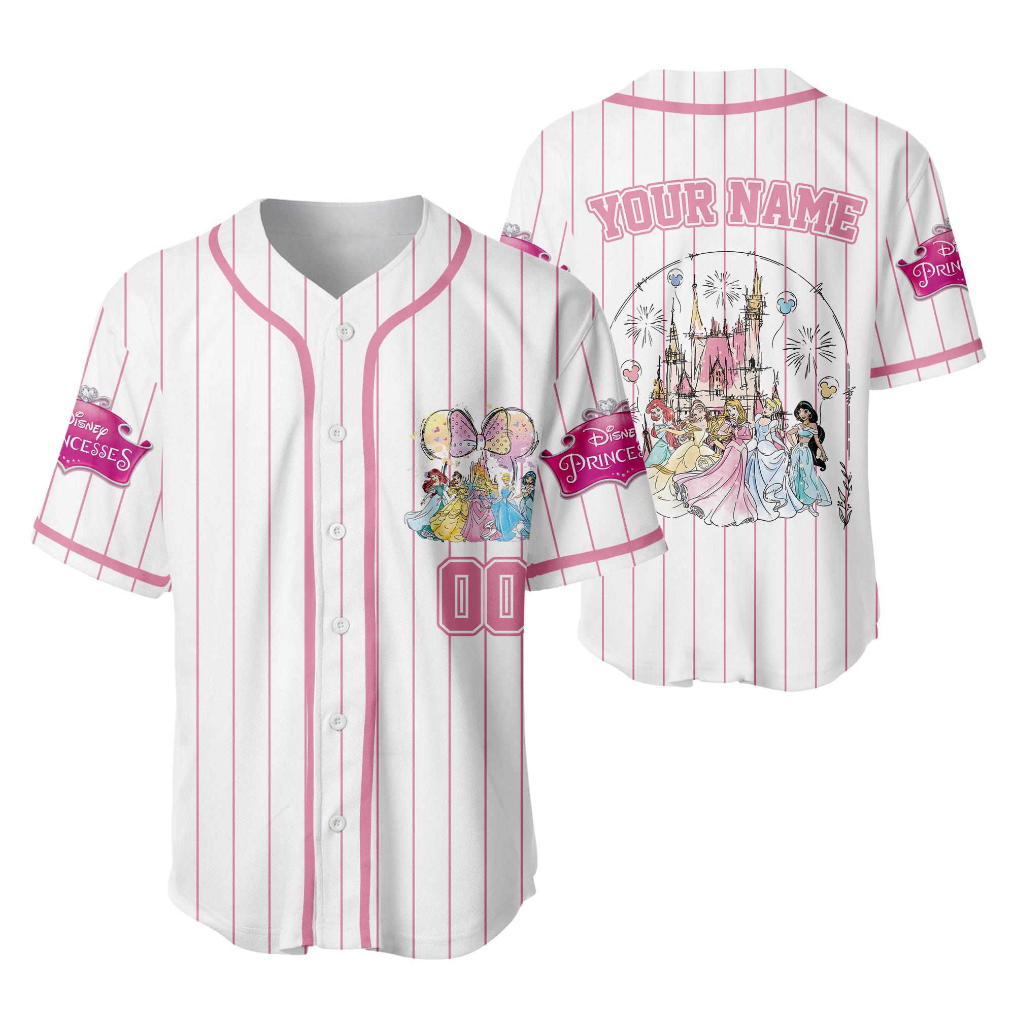 Discover Custom Disney Princess Characters Baseball Jersey, Disney Princess Jersey Shirt, Disneyland Birthday Gift, Disney Vacation Trip