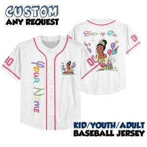 Personalized Tiana Baseball Jersey, Custom Disney Tiana The Princess and the Frog Jersey Shirt, Disney Birthday Gift