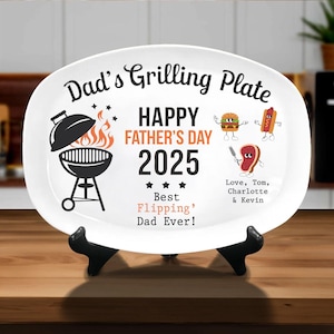 Personalized Daddy&#39;s Grilling Plate, Grilling BBQ Platter, Custom Serving Tray Platter Father&#39;s Day Gift for BBQ Lover Gifts for Dad/Grandpa
