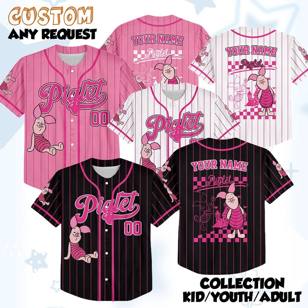 Custom Piglet Collection Baseball Jersey, Disney Winnie the Pooh ...