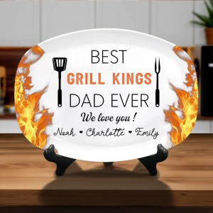 Personalized Daddy&#39;s Grilling Plate, Grilling BBQ Platter, Custom Serving Tray Platter Father&#39;s Day Gift for BBQ Lover Gifts for Dad/Grandpa