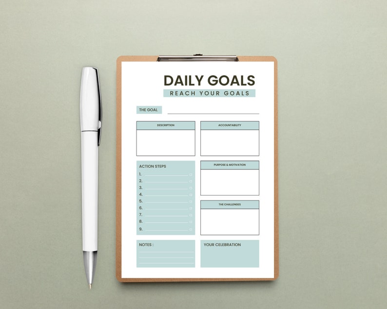 DAILY GOAL PLANNER/ Printable Plannner / Digital Product / Instant ...