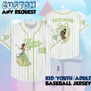 Personalized Tiana The Princess Baseball Jersey, Custom Disney Tiana Princess Jersey Shirt, Disney Baseball Team Outfit