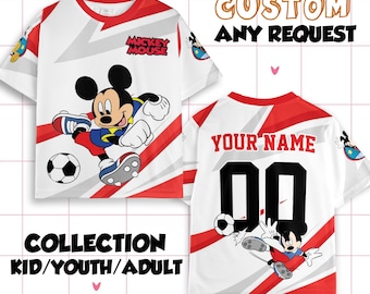 Personalized Disney Mickey Mouse Soccer Jersey Shirt, Disney Mickey Mouse Shirt, Disneyland Team Matching Outfit