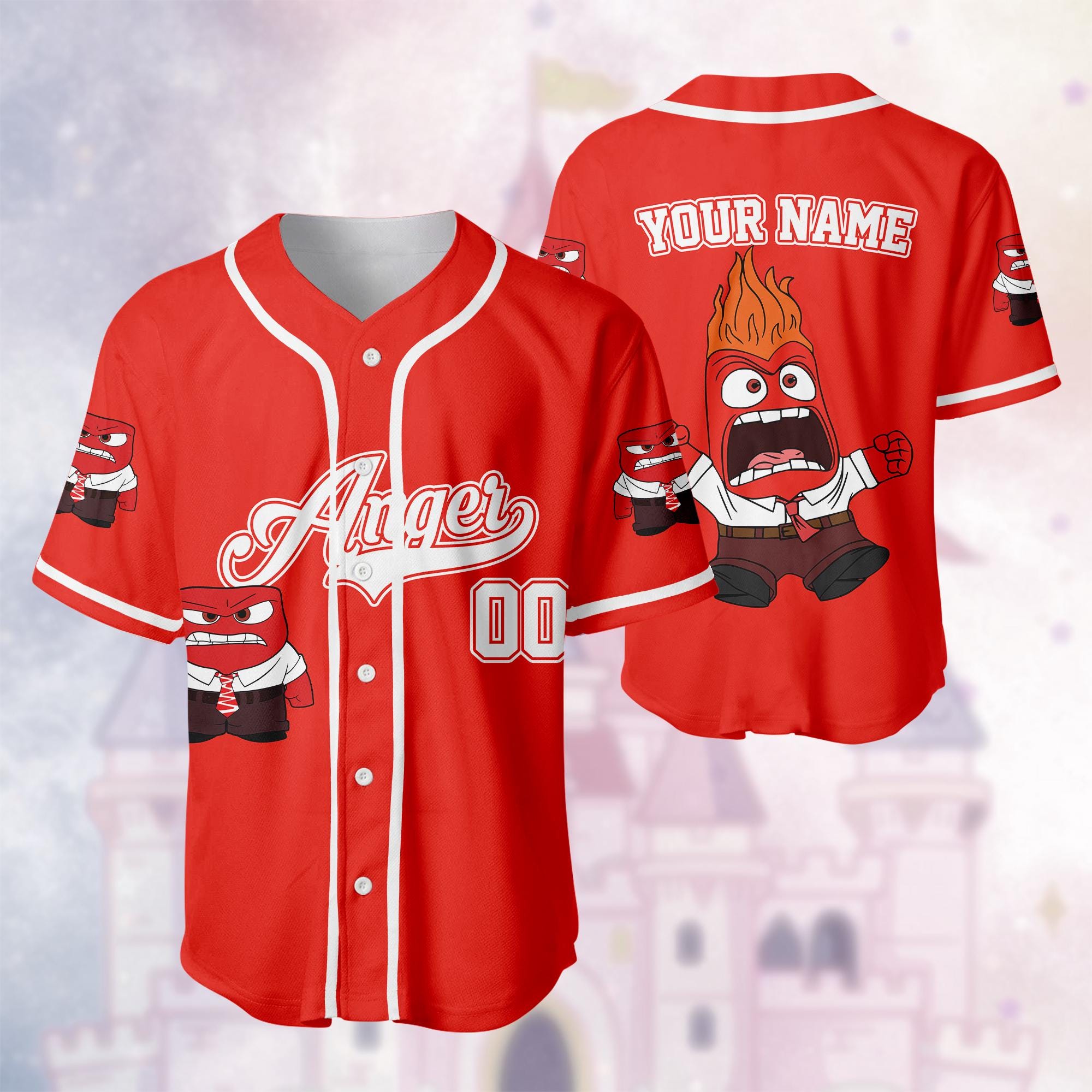 Discover Inside Out 2 Anger Baseball Jersey, Disney Anger Matching Jersey, Inside Out 2 Cartoon Shirt, Disney Inside Out 2 Vacation Jersey
