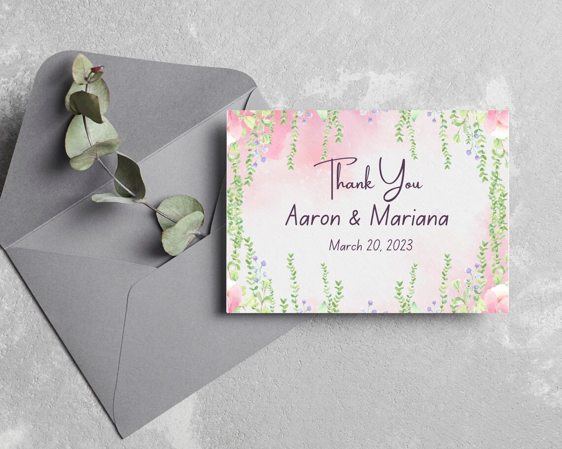 Wedding Thank You Card Template Digital Download, Printable Modern ...