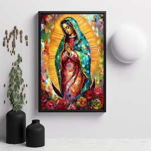 Our Lady of Guadalupe Art Print: Impasto Mexican Art on Photo Paper